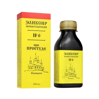 Эликсир Монастырский № 6 при Простуде, пластик 100 мл, "Архыз"