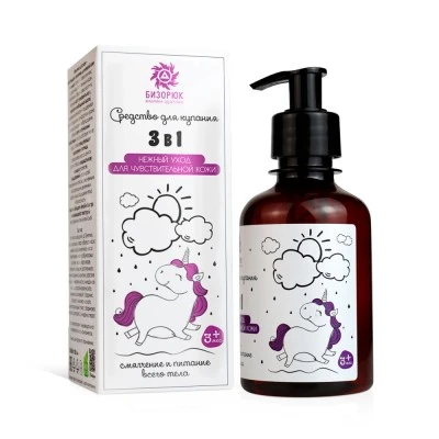 Средство для купания 3 в 1, "Бизорюк", пластик, 200 мл Средство для купания 3 в 1, "Бизорюк", пластик, 200 мл