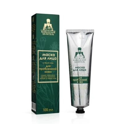 Маска для лица для Проблемной кожи, из белой глины, алюминиевая туба, 100 мл,  "Кавказский Целитель" Маска для лица для Проблемной кожи, из белой глины, алюминиевая туба, 100 мл,  "Кавказский Целитель"