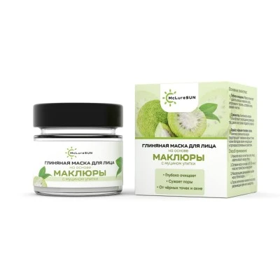 Маска для лица с маклюрой и муцином улитки стекло 80 мл, «McLureSun»