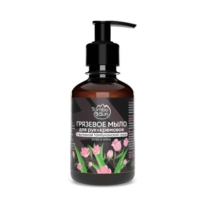 Кремовое мыло для рук с тамбуканской грязью, розой и алоэ пластик 200 мл, "TambuSun"