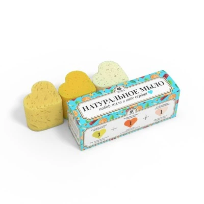 Набор из трех мыл в виде сердца голубой, 135 г, "Бизорюк" Набор из трех мыл в виде сердца голубой, 135 г, "Бизорюк"