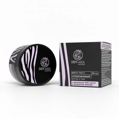 Крем-мусс «Супер-увлажняющий» для рук и тела с комплексом АНА-кислот пластик 50 мл, «DEV-AHA» Крем-мусс «Супер-увлажняющий» для рук и тела с комплексом АНА-кислот пластик 50 мл, «DEV-AHA»