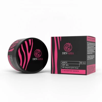 Крем УФ защита 50+ с экстрактом граната пластик 50 мл, «DEV-AHA»