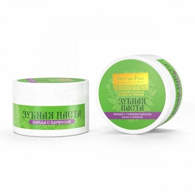 Паста зубная черная с Кавказскими травами, пластик, 50 мл, "Святая рука"